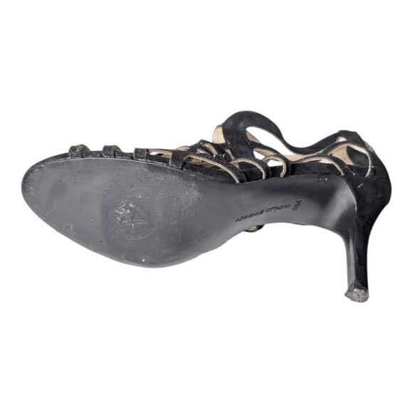 ADRIENNE VITTADINI Gala Black Suede Strappy Heeled Sandal Size 9 - Picture 7 of 7